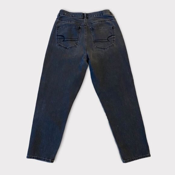 American Eagle Black Mom Straight Leg Hi Waisted Denim Jeans - Picture 3 of 8